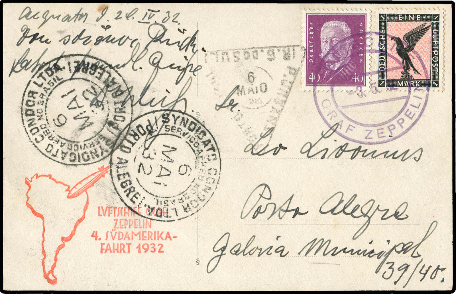 Lot 9252 - Zeppelin/Air Mail Zeppelin, Zeppelinpost LZ 127, Südamerikafahrten 1932 -  Auktionshaus Schlegel 26 Public Auction