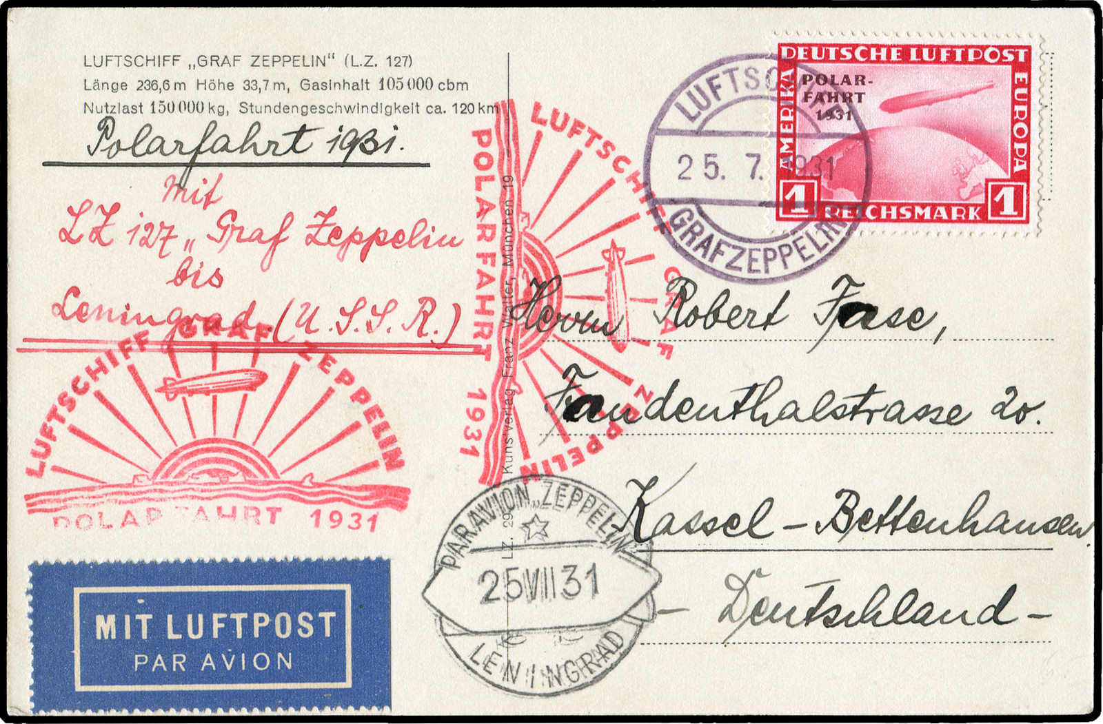 Lot 9659 - Zeppelin/Air Mail Zeppelin, Zeppelinpost LZ 127, Polarfahrt - Auktionshaus Schlegel 26 Public Auction Lot 9659 - Zeppelin/Air Mail Zeppelin, Zeppelinpost LZ 127, Polarfahrt - Auktionshaus Schlegel 26 Public Auction