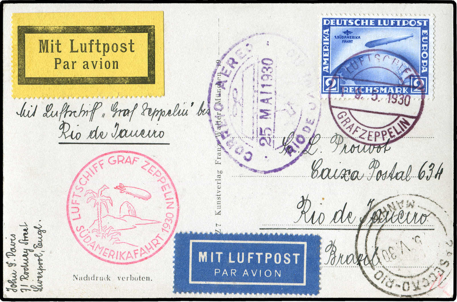 Lot 9156 - Zeppelin/Air Mail Zeppelin, Zeppelinpost LZ 127, Südamerikafahrten 1930 - Auktionshaus Schlegel 26 Public Auction Lot 9156 - Zeppelin/Air Mail Zeppelin, Zeppelinpost LZ 127, Südamerikafahrten 1930 - Auktionshaus Schlegel 26 Public Auction