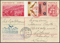 1935, 1. Segelluftpost Jungfraujoch / SCHWEIZ, GA-Karte mit schöner ...