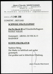 1936, Michel 293 a + 286 a auf R-Flugbrief ab Arosa 20.8.36 "mit ...