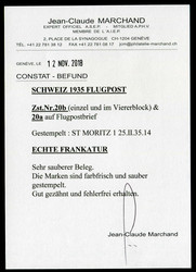 1935, Erste Winterluftpost in den Bündner Alpen, Etappe St. Moritz - ...