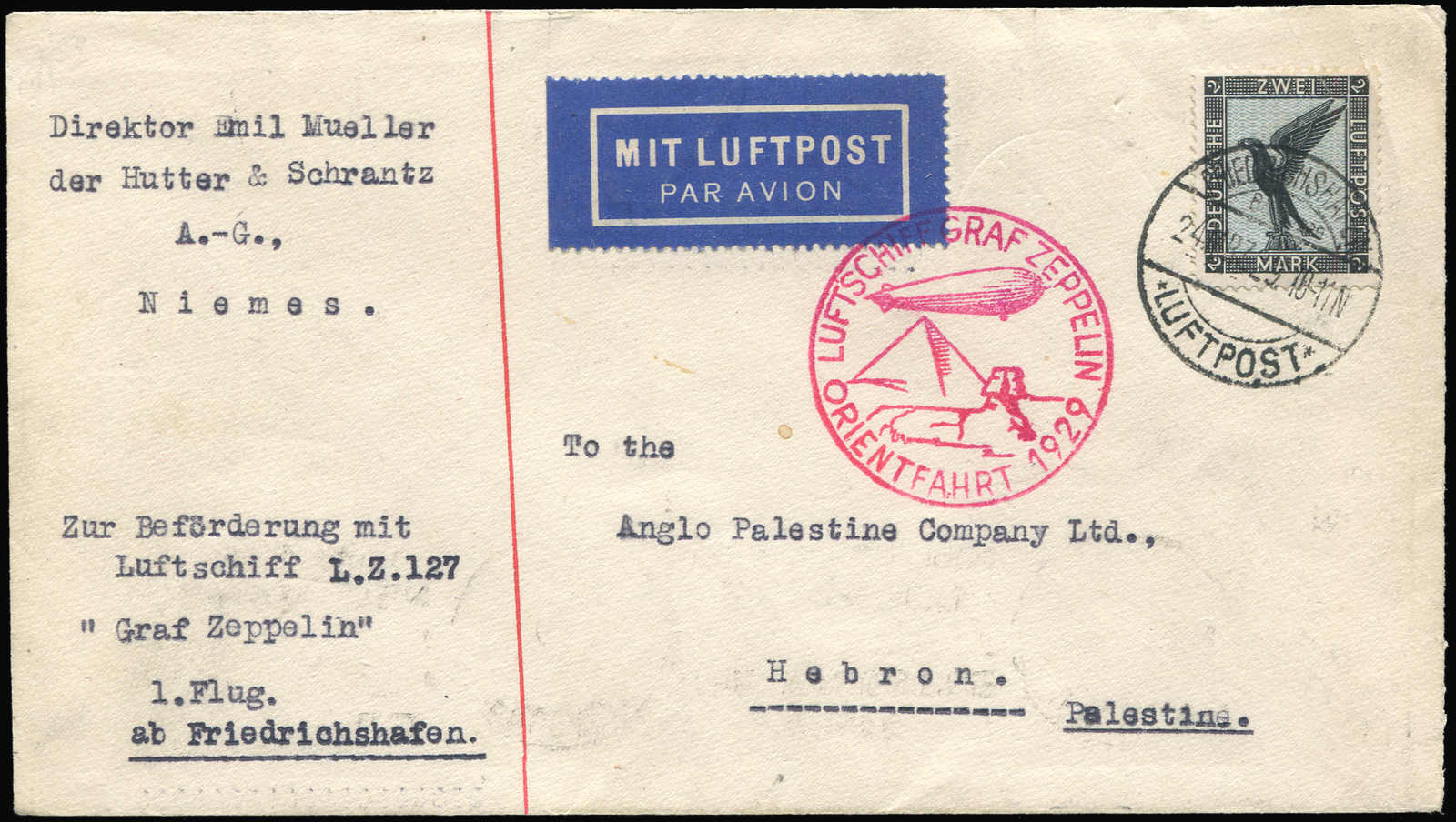 Lot 9614 - Zeppelin/Air Mail Zeppelin, Zeppelinpost LZ 127, Mittelmeerfahrten - Auktionshaus Schlegel 26 Public Auction Lot 9614 - Zeppelin/Air Mail Zeppelin, Zeppelinpost LZ 127, Mittelmeerfahrten - Auktionshaus Schlegel 26 Public Auction
