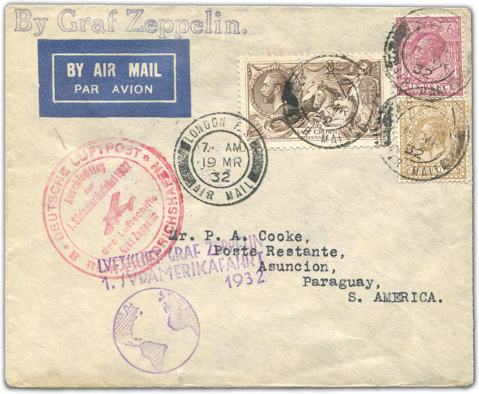 Lot 9232 - Zeppelin/Air Mail Zeppelin, Zeppelinpost LZ 127, Südamerikafahrten 1932 - Auktionshaus Schlegel 26 Public Auction Lot 9232 - Zeppelin/Air Mail Zeppelin, Zeppelinpost LZ 127, Südamerikafahrten 1932 - Auktionshaus Schlegel 26 Public Auction