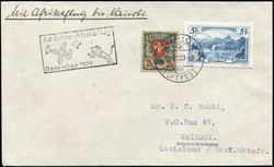 1929, Afrikaflug, 2 und 5 Fr. auf Brief Zürich-Nairobi mit seltenem ...