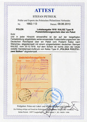 1918, weiterverwendeter Posteinlieferungsschein der Deutschen ...