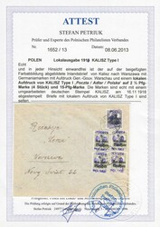 1918, 2½ Pfg. Germania (4x) und 15 Pfg. Germania je mit Aufdrucktype ...