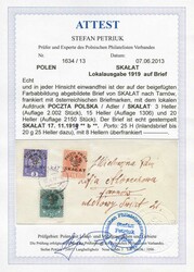 1919, 3, 15 und 20 H. von Österreich mit Aufdruck von Skalat auf ...