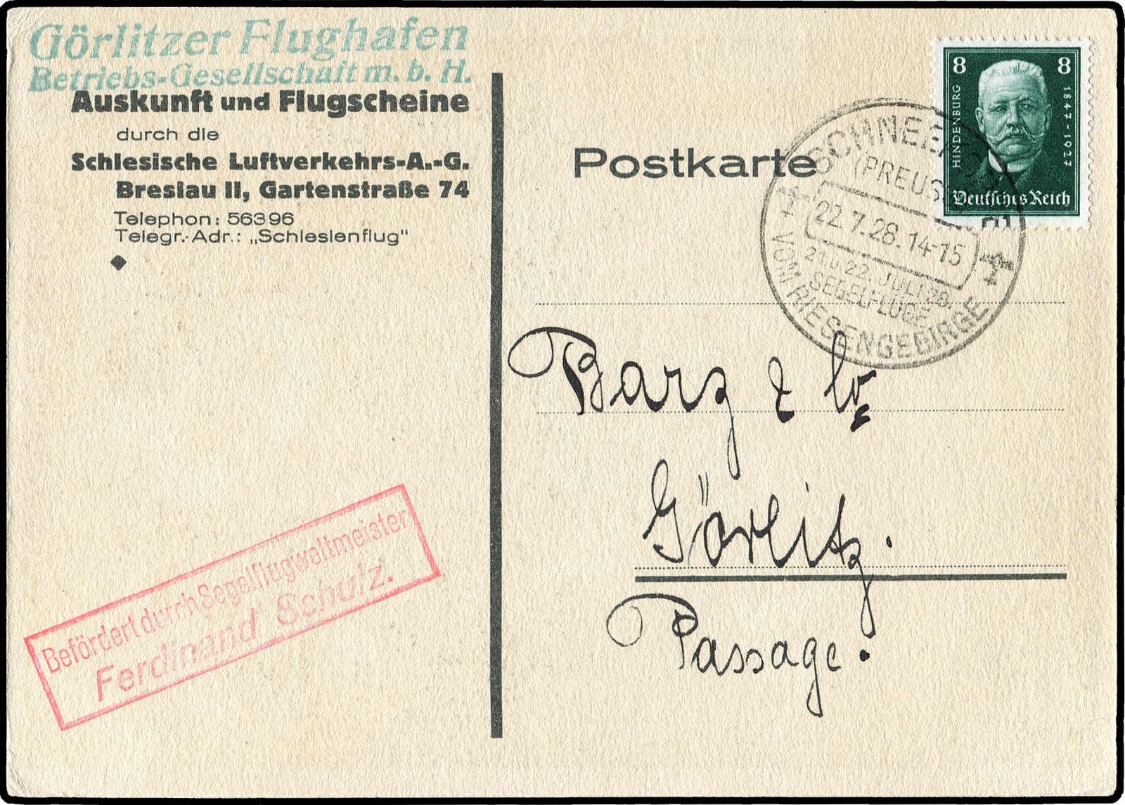 Lot 8822 - airmail Luftfahrt, Segelflug - Auktionshaus Schlegel 26 Public Auction Lot 8822 - airmail Luftfahrt, Segelflug - Auktionshaus Schlegel 26 Public Auction