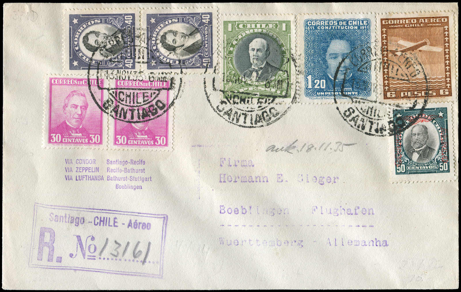 Lot 9487 - Zeppelin/Air Mail Zeppelin, Zeppelinpost LZ 127, Südamerikafahrten 1935 -  Auktionshaus Schlegel 26 Public Auction