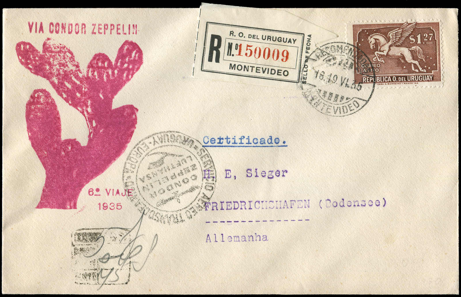 Lot 9477 - Zeppelin/Air Mail Zeppelin, Zeppelinpost LZ 127, Südamerikafahrten 1935 -  Auktionshaus Schlegel 26 Public Auction