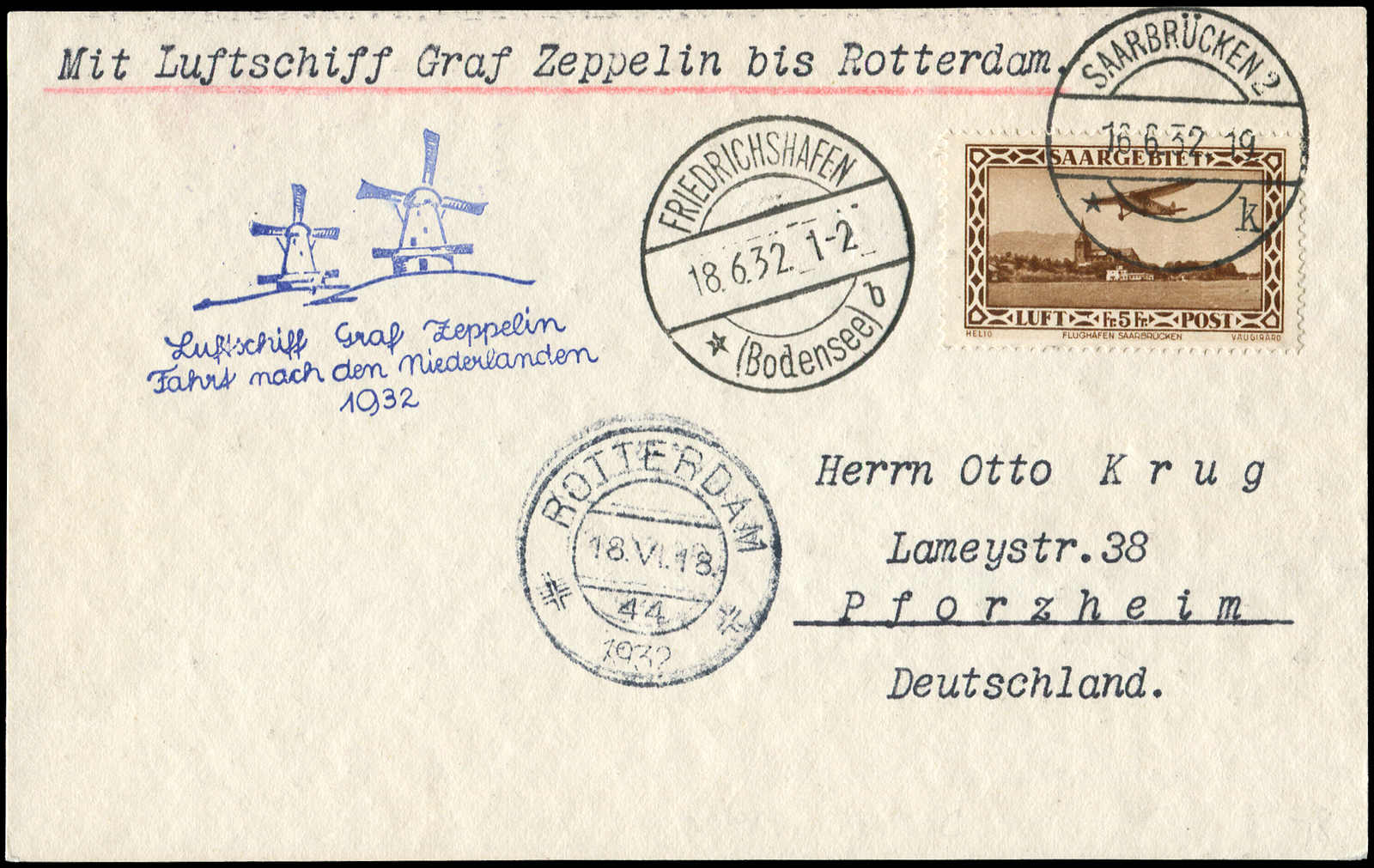Lot 9577 - Zeppelin/Air Mail Zeppelin, Zeppelinpost LZ 127, Hollandfahrten -  Auktionshaus Schlegel 26 Public Auction