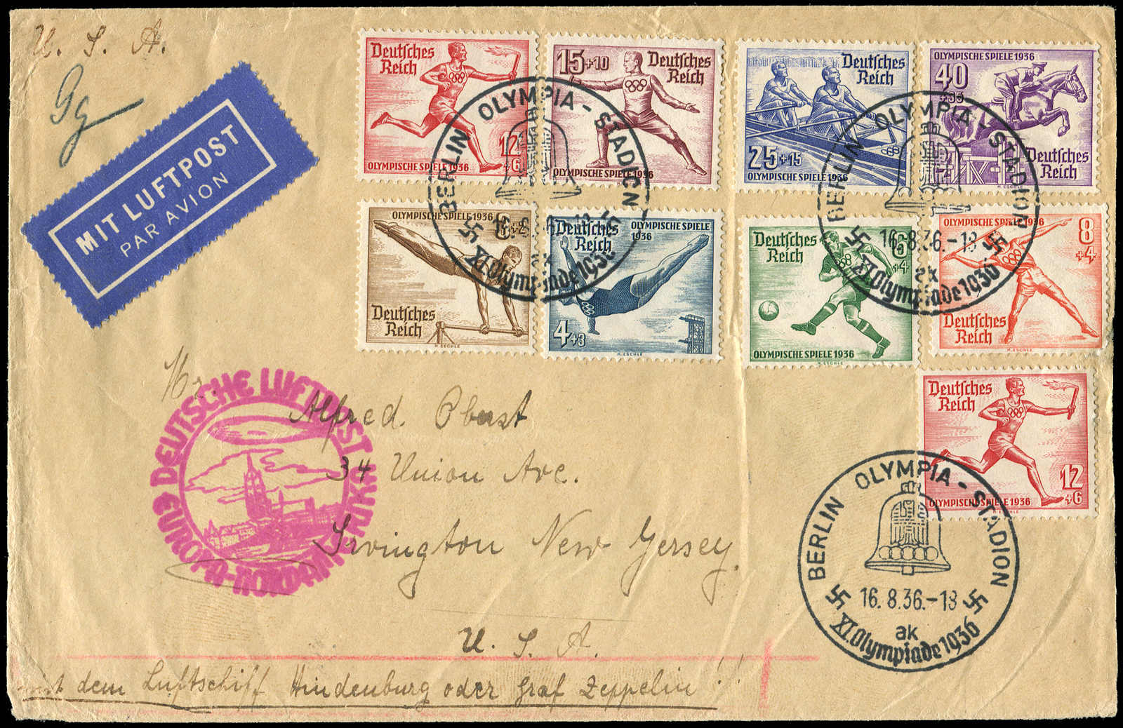 Lot 9827 - Zeppelin/Air Mail Zeppelin, Zeppelinpost LZ129, Nordamerikafahrten -  Auktionshaus Schlegel 26 Public Auction