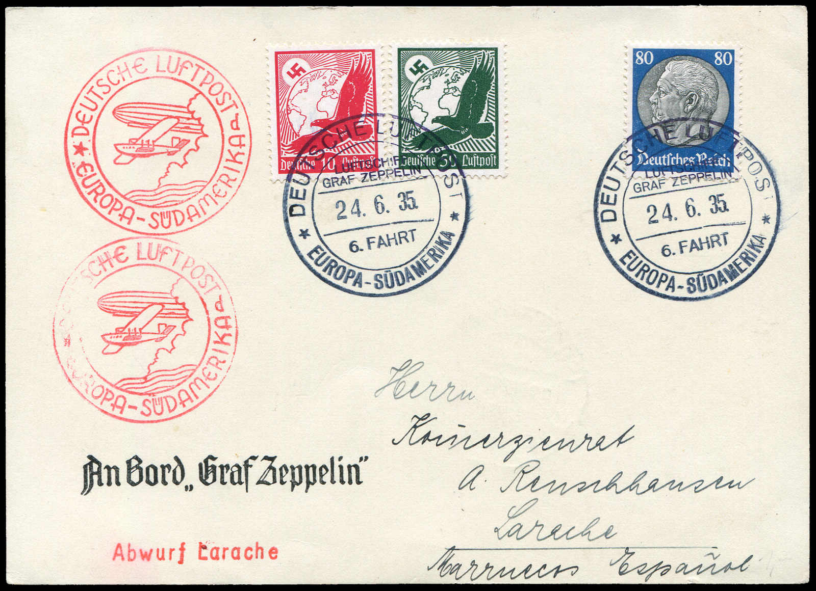 Lot 9476 - Zeppelin/Air Mail Zeppelin, Zeppelinpost LZ 127, Südamerikafahrten 1935 -  Auktionshaus Schlegel 26 Public Auction