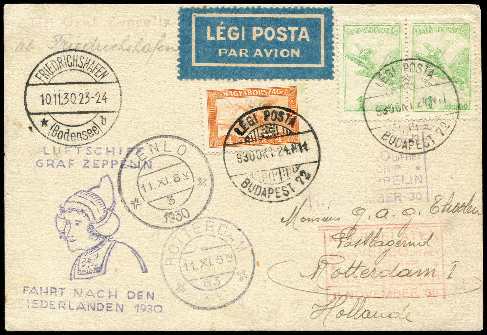 Lot 9575 - Zeppelin/Air Mail Zeppelin, Zeppelinpost LZ 127, Hollandfahrten -  Auktionshaus Schlegel 26 Public Auction