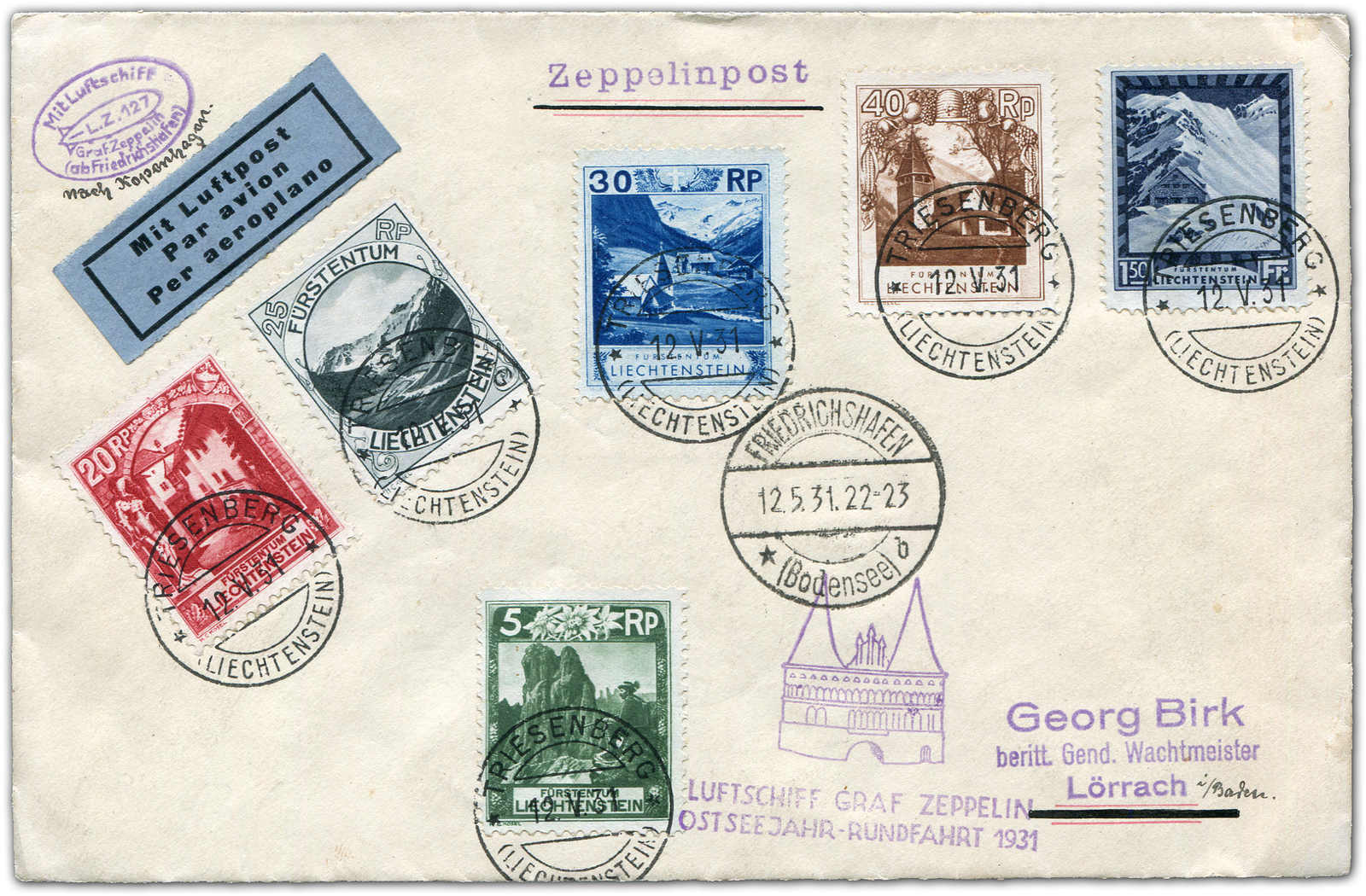 Lot 9643 - Zeppelin/Air Mail Zeppelin, Zeppelinpost LZ 127, Ostseefahrt - Auktionshaus Schlegel 26 Public Auction Lot 9643 - Zeppelin/Air Mail Zeppelin, Zeppelinpost LZ 127, Ostseefahrt - Auktionshaus Schlegel 26 Public Auction
