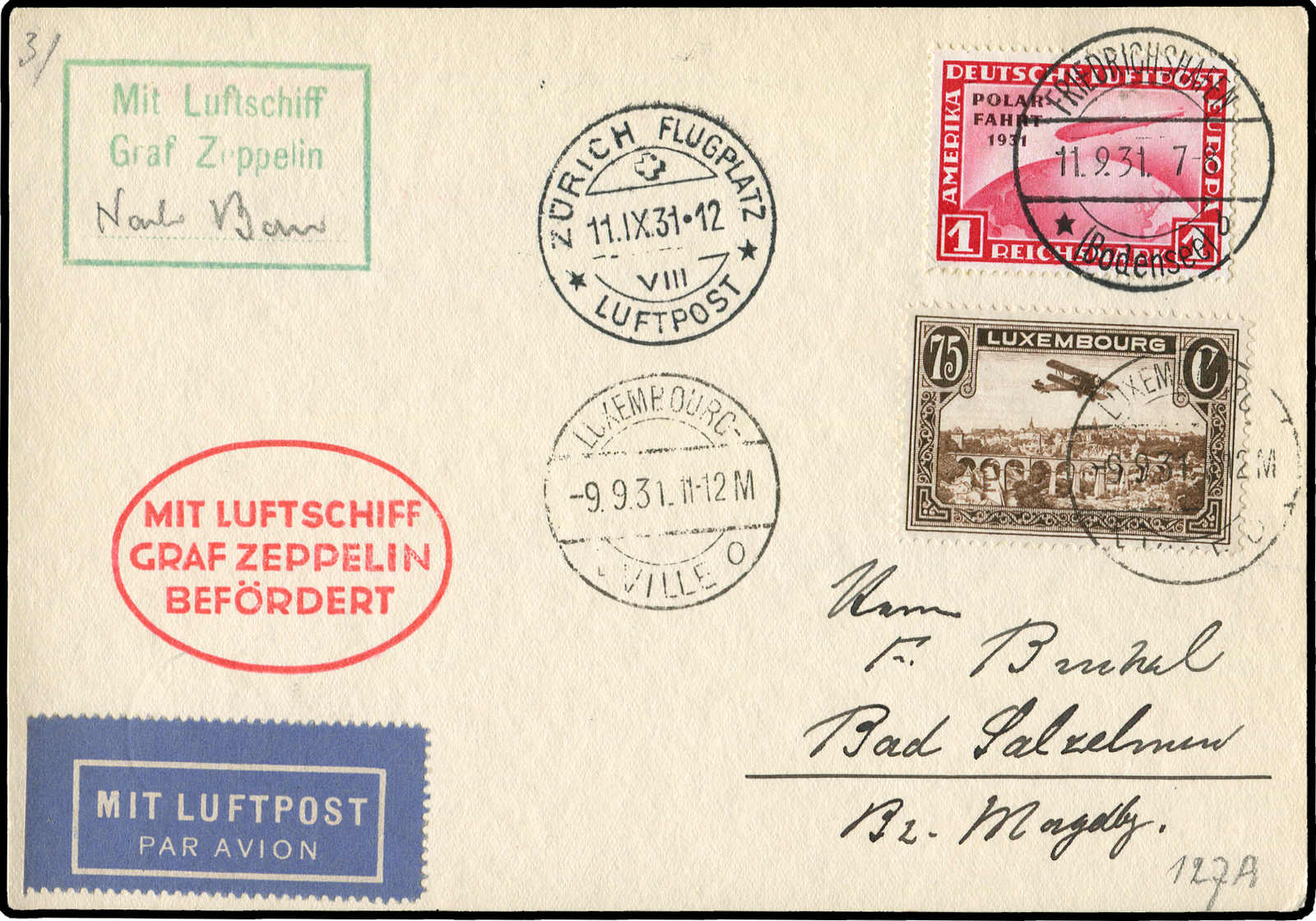 Lot 9717 - Zeppelin/Air Mail Zeppelin, Zeppelinpost LZ 127, Switzerlandfahrten - Auktionshaus Schlegel 26 Public Auction Lot 9717 - Zeppelin/Air Mail Zeppelin, Zeppelinpost LZ 127, Switzerlandfahrten - Auktionshaus Schlegel 26 Public Auction