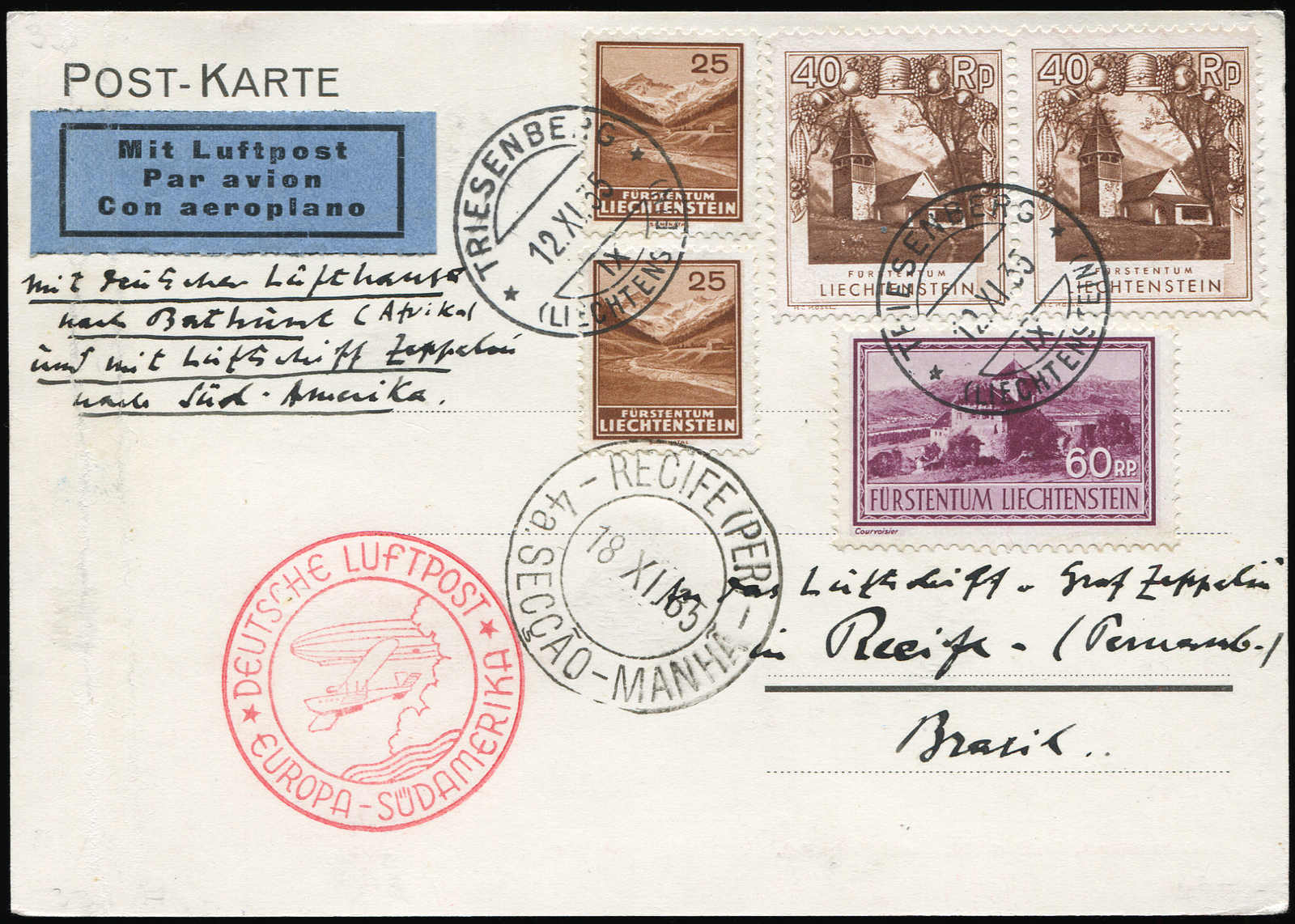 Lot 9467 - Zeppelin/Air Mail Zeppelin, Zeppelinpost LZ 127, Südamerikafahrten 1935 -  Auktionshaus Schlegel 26 Public Auction