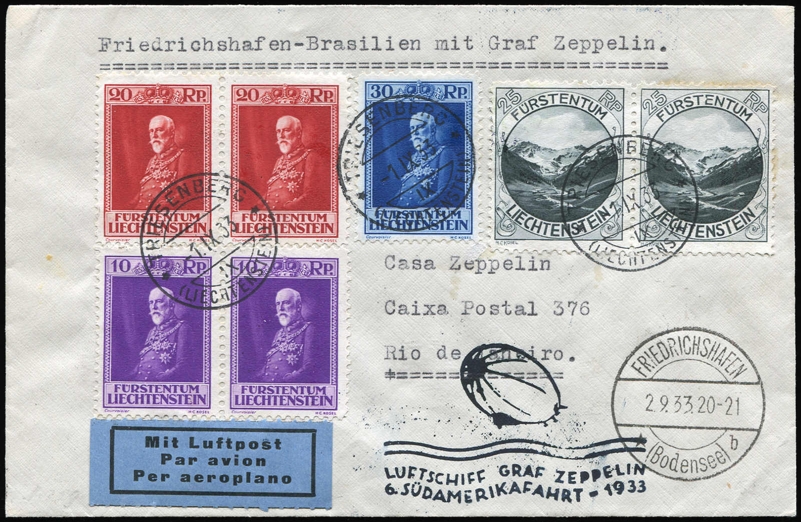 Lot 9346 - Zeppelin/Air Mail Zeppelin, Zeppelinpost LZ 127, Südamerikafahrten 1933 - Auktionshaus Schlegel 26 Public Auction Lot 9346 - Zeppelin/Air Mail Zeppelin, Zeppelinpost LZ 127, Südamerikafahrten 1933 - Auktionshaus Schlegel 26 Public Auction