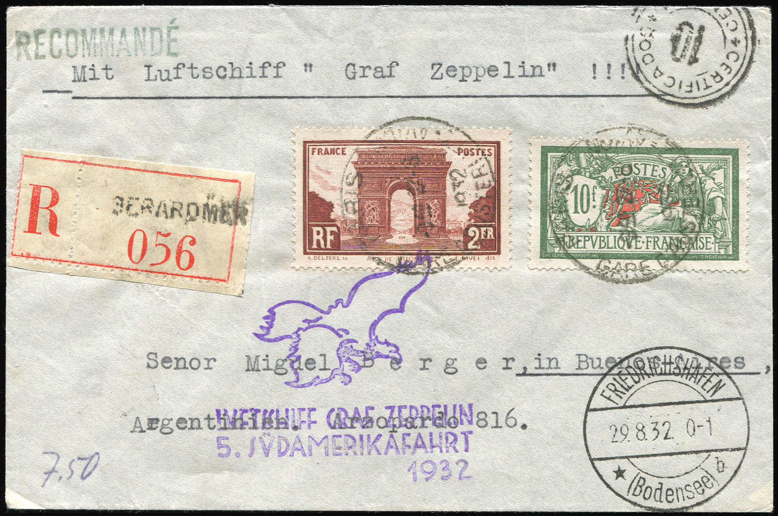 Lot 9254 - Zeppelin/Air Mail Zeppelin, Zeppelinpost LZ 127, Südamerikafahrten 1932 -  Auktionshaus Schlegel 26 Public Auction