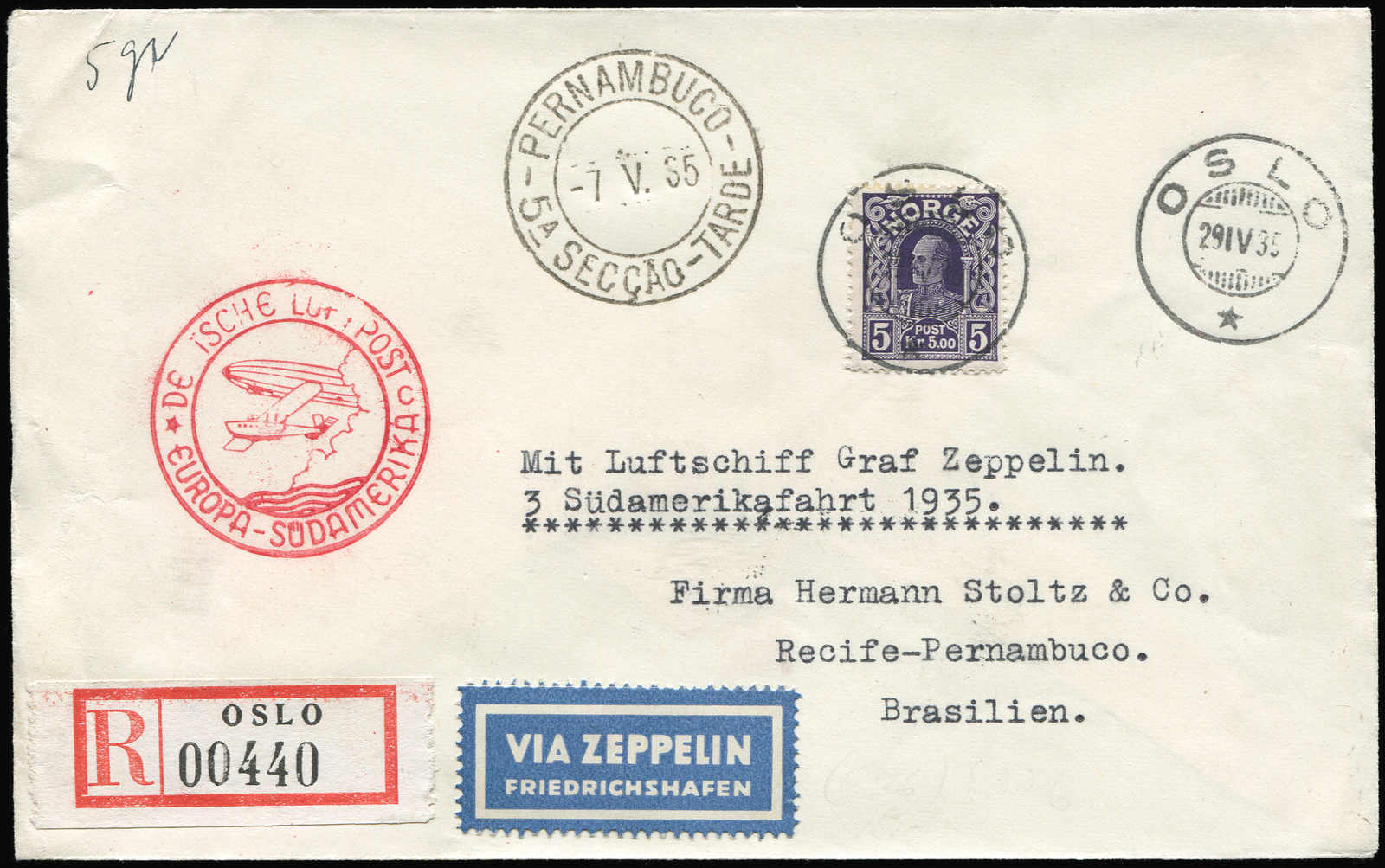 Lot 9440 - Zeppelin/Air Mail Zeppelin, Zeppelinpost LZ 127, Südamerikafahrten 1935 - Auktionshaus Schlegel 26 Public Auction Lot 9440 - Zeppelin/Air Mail Zeppelin, Zeppelinpost LZ 127, Südamerikafahrten 1935 - Auktionshaus Schlegel 26 Public Auction
