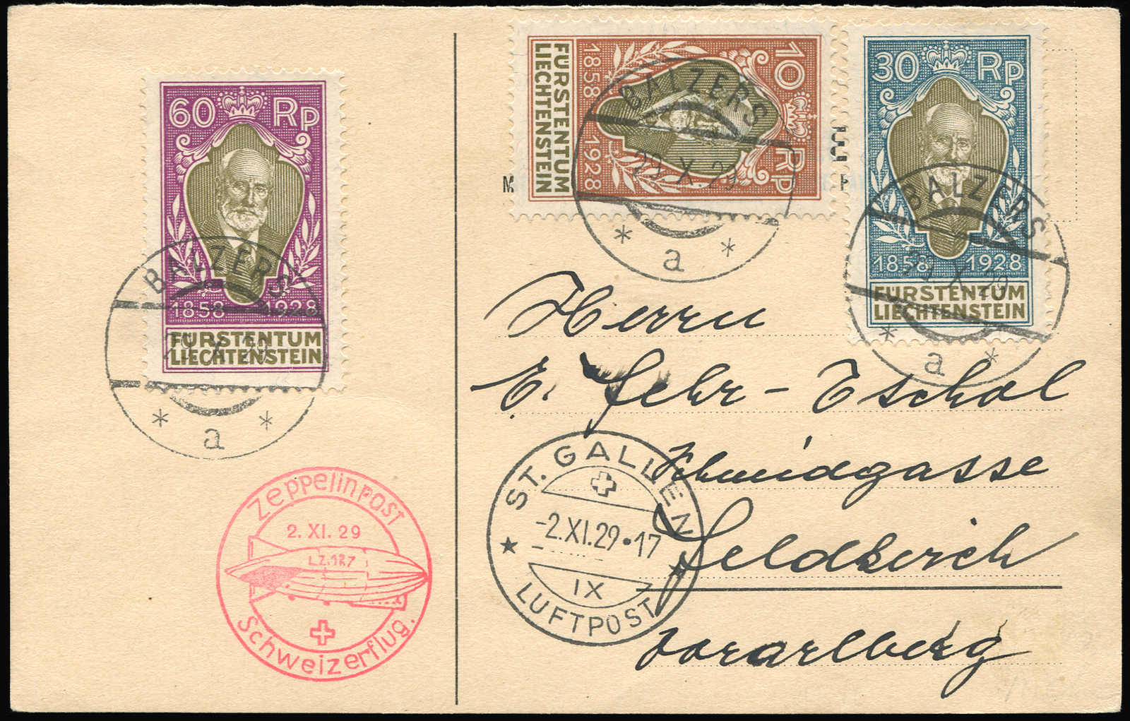 Lot 9697 - Zeppelin/Air Mail Zeppelin, Zeppelinpost LZ 127, Switzerlandfahrten -  Auktionshaus Schlegel 26 Public Auction