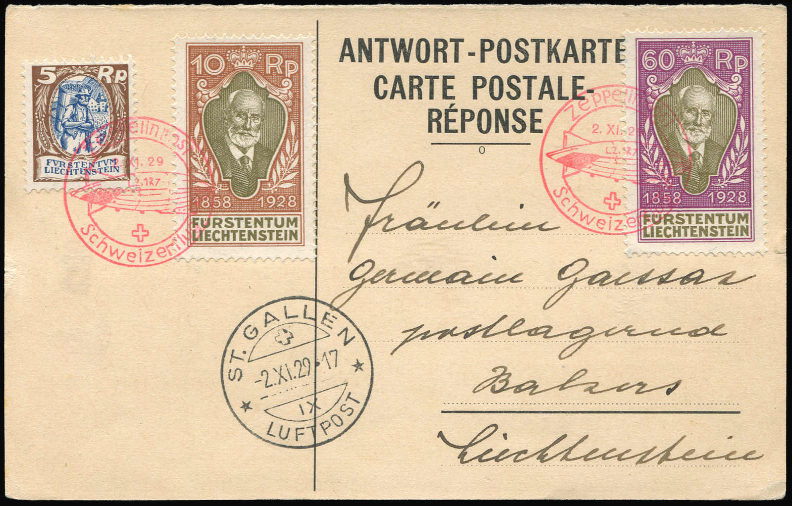 Lot 9695 - Zeppelin/Air Mail Zeppelin, Zeppelinpost LZ 127, Switzerlandfahrten -  Auktionshaus Schlegel 26 Public Auction