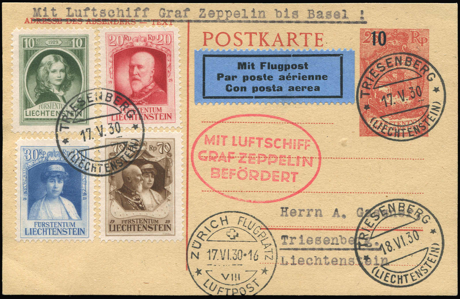 Lot 9701 - Zeppelin/Air Mail Zeppelin, Zeppelinpost LZ 127, Switzerlandfahrten - Auktionshaus Schlegel 26 Public Auction Lot 9701 - Zeppelin/Air Mail Zeppelin, Zeppelinpost LZ 127, Switzerlandfahrten - Auktionshaus Schlegel 26 Public Auction