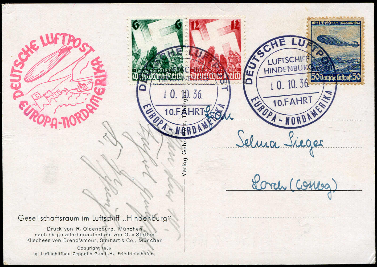 Lot 9813 - Zeppelin/Air Mail Zeppelin, Zeppelinpost LZ129, Nordamerikafahrten -  Auktionshaus Schlegel 26 Public Auction