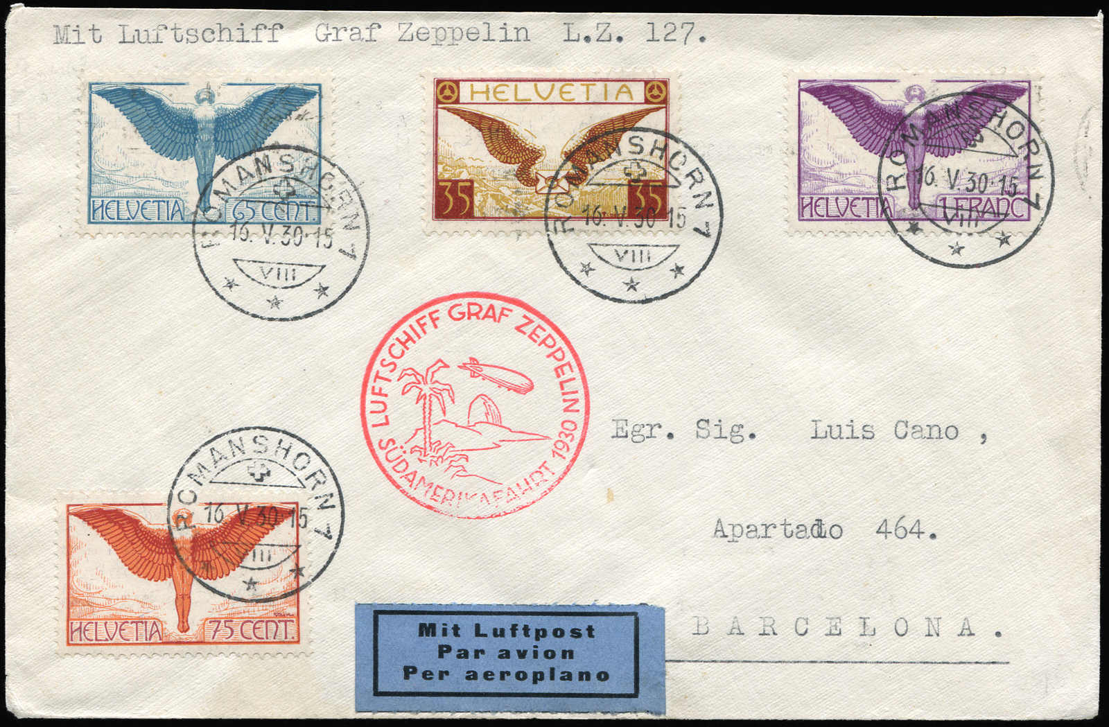 Lot 9155 - Zeppelin/Air Mail Zeppelin, Zeppelinpost LZ 127, Südamerikafahrten 1930 - Auktionshaus Schlegel 26 Public Auction Lot 9155 - Zeppelin/Air Mail Zeppelin, Zeppelinpost LZ 127, Südamerikafahrten 1930 - Auktionshaus Schlegel 26 Public Auction