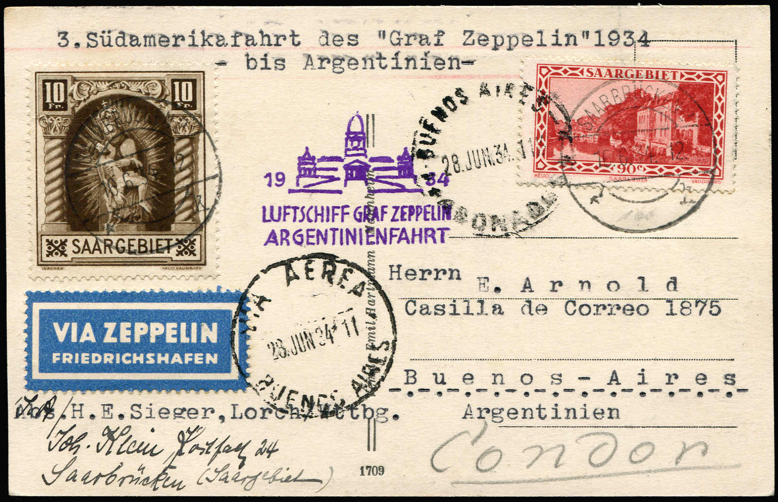 Lot 9392 - Zeppelin/Air Mail Zeppelin, Zeppelinpost LZ 127, Südamerikafahrten 1934 - Auktionshaus Schlegel 26 Public Auction Lot 9392 - Zeppelin/Air Mail Zeppelin, Zeppelinpost LZ 127, Südamerikafahrten 1934 - Auktionshaus Schlegel 26 Public Auction