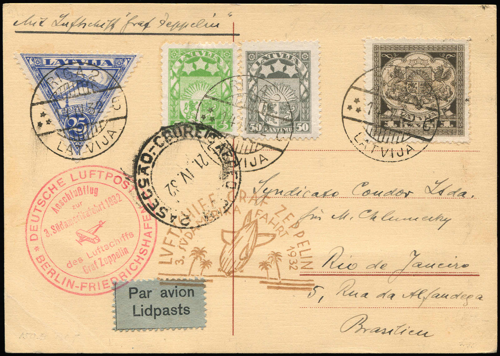 Lot 9244 - Zeppelin/Air Mail Zeppelin, Zeppelinpost LZ 127, Südamerikafahrten 1932 - Auktionshaus Schlegel 26 Public Auction Lot 9244 - Zeppelin/Air Mail Zeppelin, Zeppelinpost LZ 127, Südamerikafahrten 1932 - Auktionshaus Schlegel 26 Public Auction