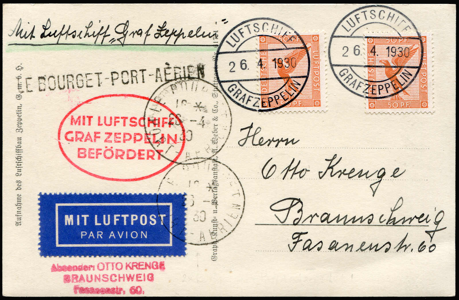 Lot 9546 - Zeppelin/Air Mail Zeppelin, Zeppelinpost LZ 127, Englandfahrten -  Auktionshaus Schlegel 26 Public Auction