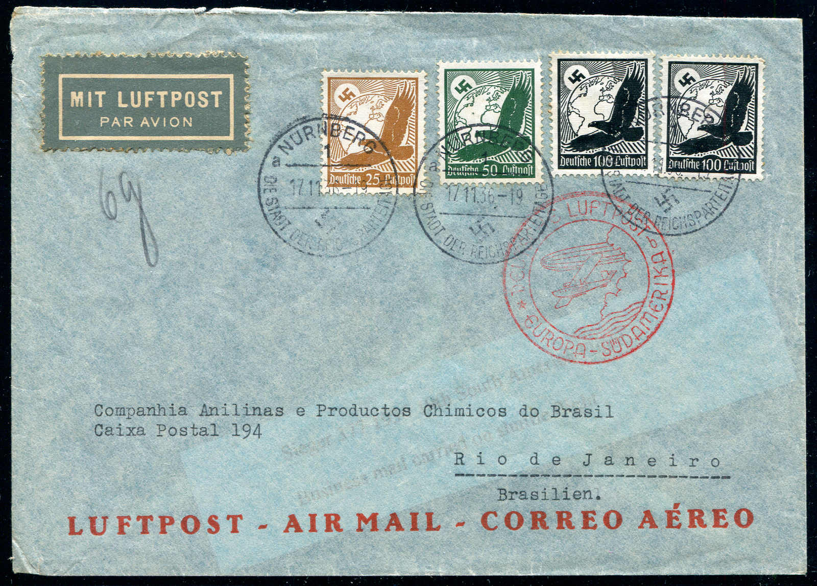 Lot 9513 - Zeppelin/Air Mail Zeppelin, Zeppelinpost LZ 127, Südamerikafahrten 1936 - Auktionshaus Schlegel 26 Public Auction Lot 9513 - Zeppelin/Air Mail Zeppelin, Zeppelinpost LZ 127, Südamerikafahrten 1936 - Auktionshaus Schlegel 26 Public Auction