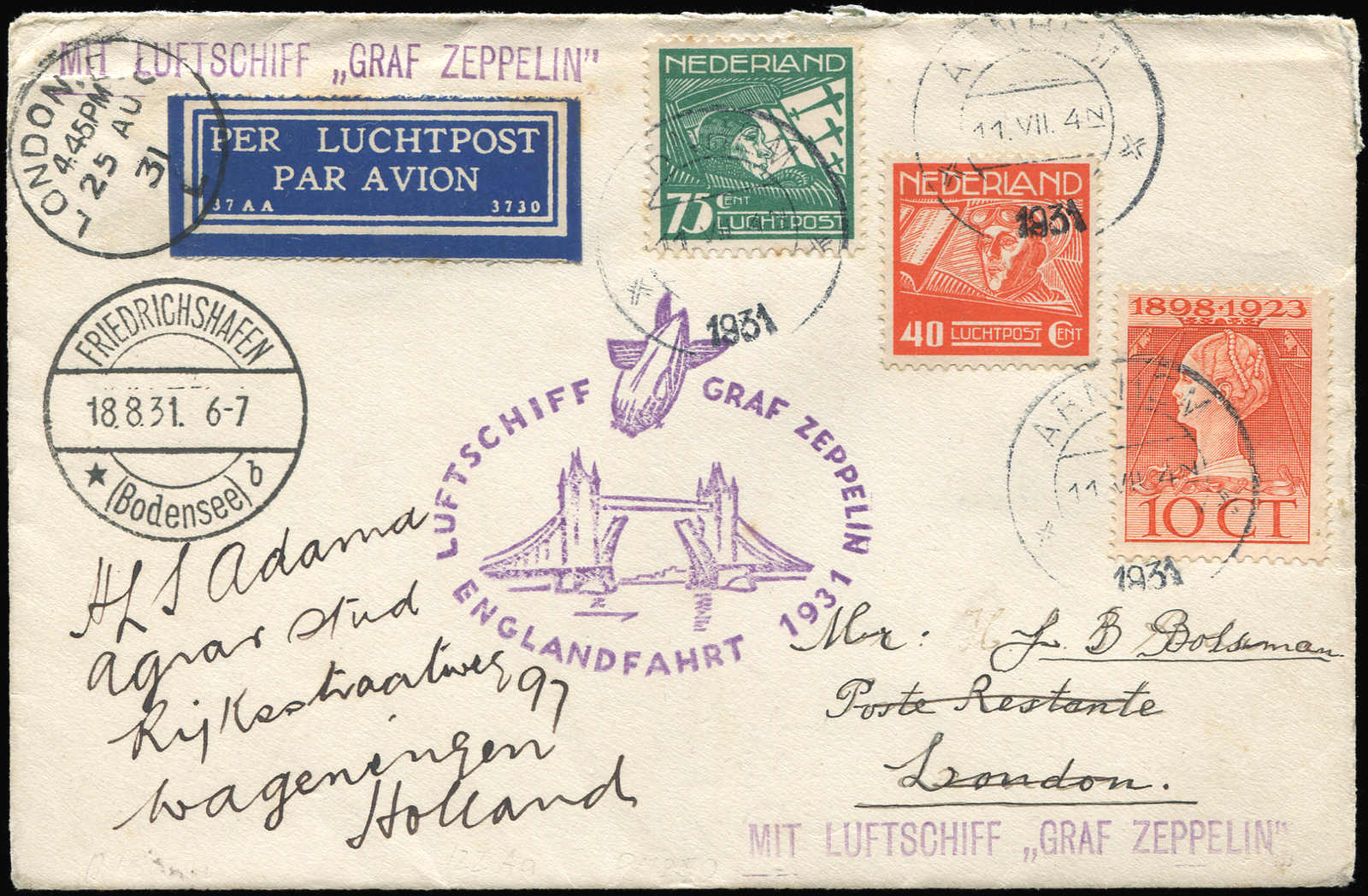 Lot 9548 - Zeppelin/Air Mail Zeppelin, Zeppelinpost LZ 127, Englandfahrten - Auktionshaus Schlegel 26 Public Auction Lot 9548 - Zeppelin/Air Mail Zeppelin, Zeppelinpost LZ 127, Englandfahrten - Auktionshaus Schlegel 26 Public Auction