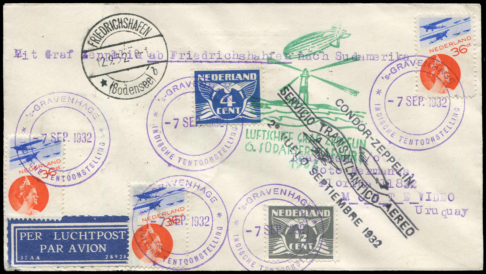 Lot 9260 - Zeppelin/Air Mail Zeppelin, Zeppelinpost LZ 127, Südamerikafahrten 1932 -  Auktionshaus Schlegel 26 Public Auction