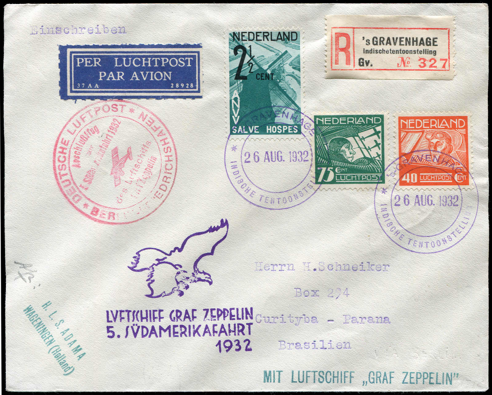 Lot 9257 - Zeppelin/Air Mail Zeppelin, Zeppelinpost LZ 127, Südamerikafahrten 1932 -  Auktionshaus Schlegel 26 Public Auction