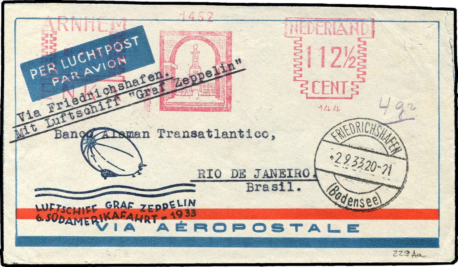 Lot 9348 - Zeppelin/Air Mail Zeppelin, Zeppelinpost LZ 127, Südamerikafahrten 1933 - Auktionshaus Schlegel 26 Public Auction Lot 9348 - Zeppelin/Air Mail Zeppelin, Zeppelinpost LZ 127, Südamerikafahrten 1933 - Auktionshaus Schlegel 26 Public Auction