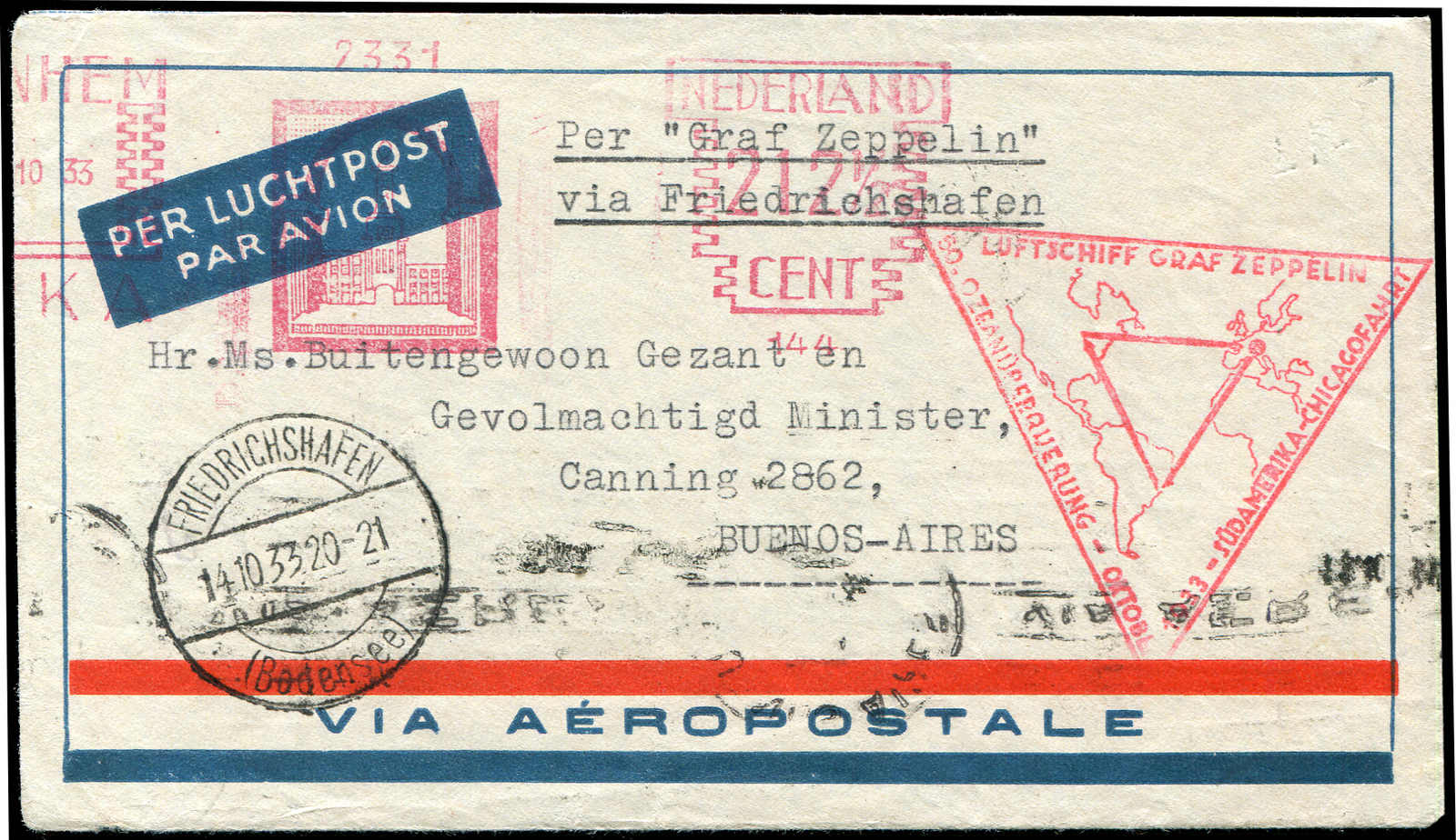 Lot 9101 - Zeppelin/Air Mail Zeppelin, Zeppelinpost LZ 127, Chicagofahrt - Auktionshaus Schlegel 26 Public Auction Lot 9101 - Zeppelin/Air Mail Zeppelin, Zeppelinpost LZ 127, Chicagofahrt - Auktionshaus Schlegel 26 Public Auction