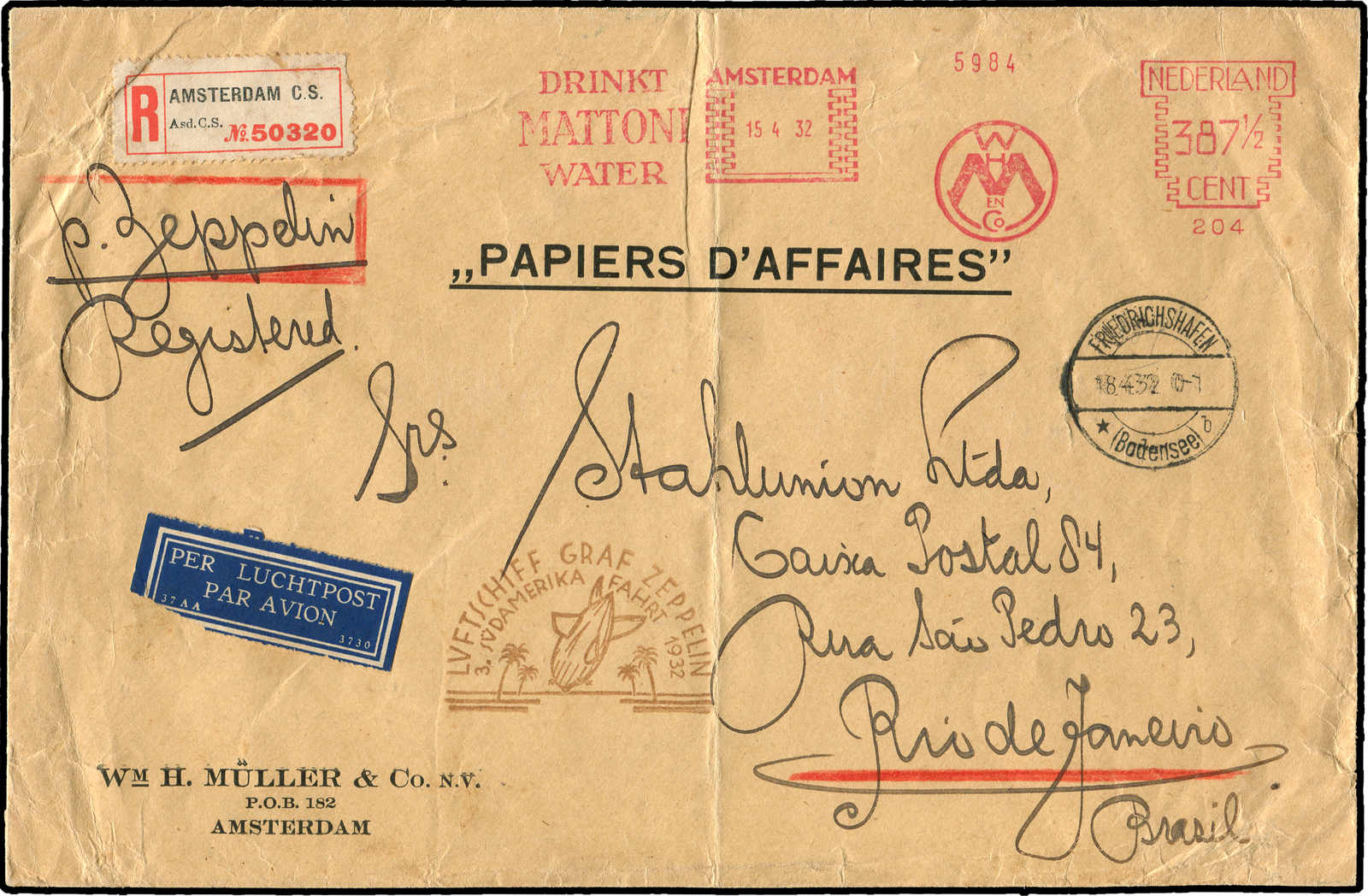 Lot 9242 - Zeppelin/Air Mail Zeppelin, Zeppelinpost LZ 127, Südamerikafahrten 1932 - Auktionshaus Schlegel 26 Public Auction Lot 9242 - Zeppelin/Air Mail Zeppelin, Zeppelinpost LZ 127, Südamerikafahrten 1932 - Auktionshaus Schlegel 26 Public Auction