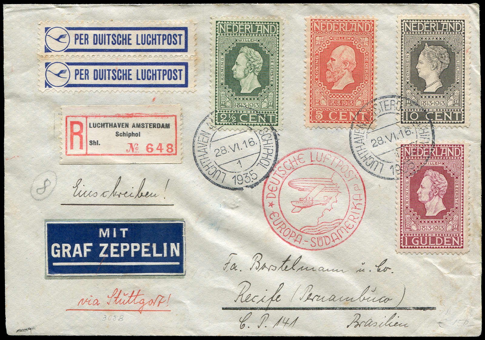 Lot 9464 - Zeppelin/Air Mail Zeppelin, Zeppelinpost LZ 127, Südamerikafahrten 1935 -  Auktionshaus Schlegel 26 Public Auction