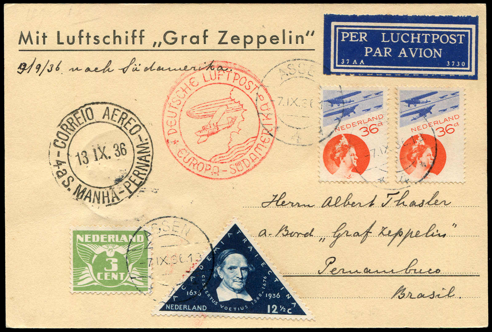 Lot 9508 - Zeppelin/Air Mail Zeppelin, Zeppelinpost LZ 127, Südamerikafahrten 1936 - Auktionshaus Schlegel 26 Public Auction Lot 9508 - Zeppelin/Air Mail Zeppelin, Zeppelinpost LZ 127, Südamerikafahrten 1936 - Auktionshaus Schlegel 26 Public Auction