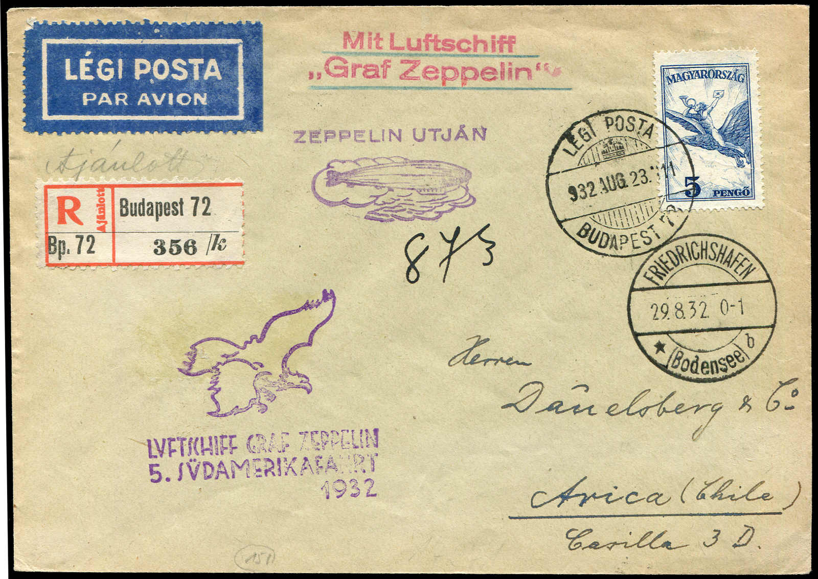 Lot 9255 - Zeppelin/Air Mail Zeppelin, Zeppelinpost LZ 127, Südamerikafahrten 1932 -  Auktionshaus Schlegel 26 Public Auction