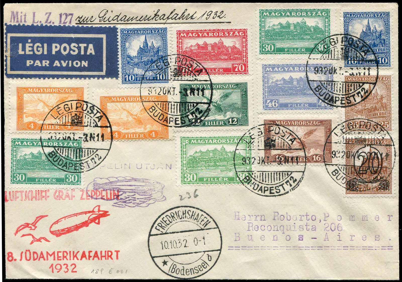 Lot 9268 - Zeppelin/Air Mail Zeppelin, Zeppelinpost LZ 127, Südamerikafahrten 1932 -  Auktionshaus Schlegel 26 Public Auction