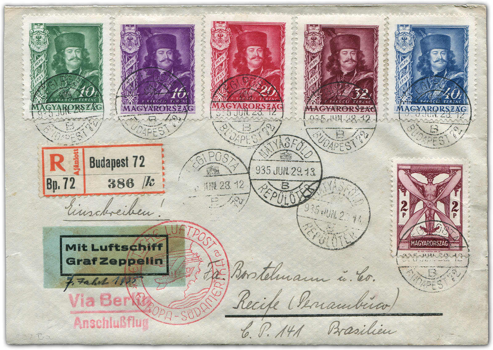 Lot 9449 - Zeppelin/Air Mail Zeppelin, Zeppelinpost LZ 127, Südamerikafahrten 1935 -  Auktionshaus Schlegel 26 Public Auction