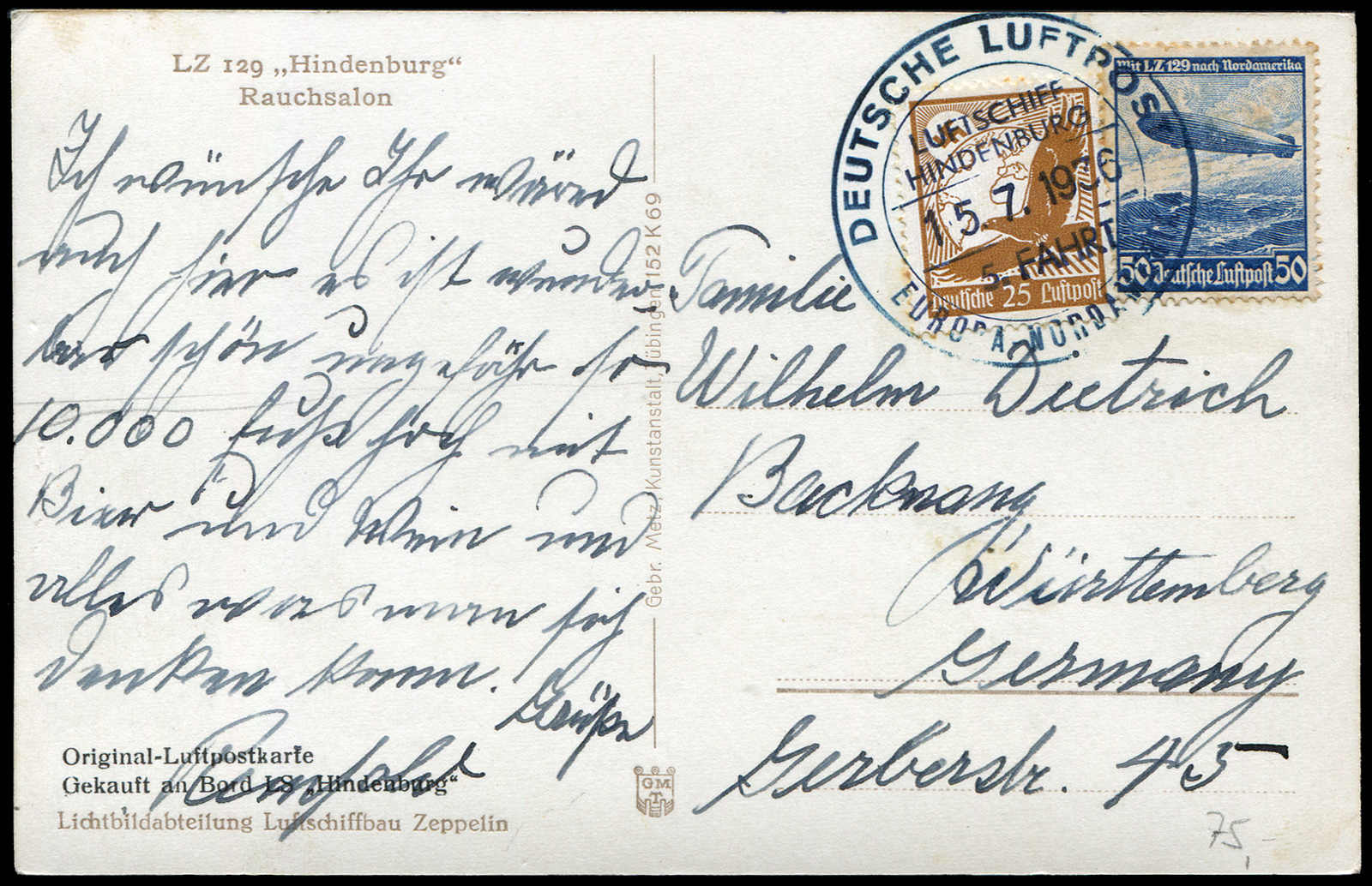 Lot 9806 - Zeppelin/Air Mail Zeppelin, Zeppelinpost LZ129, Nordamerikafahrten -  Auktionshaus Schlegel 26 Public Auction