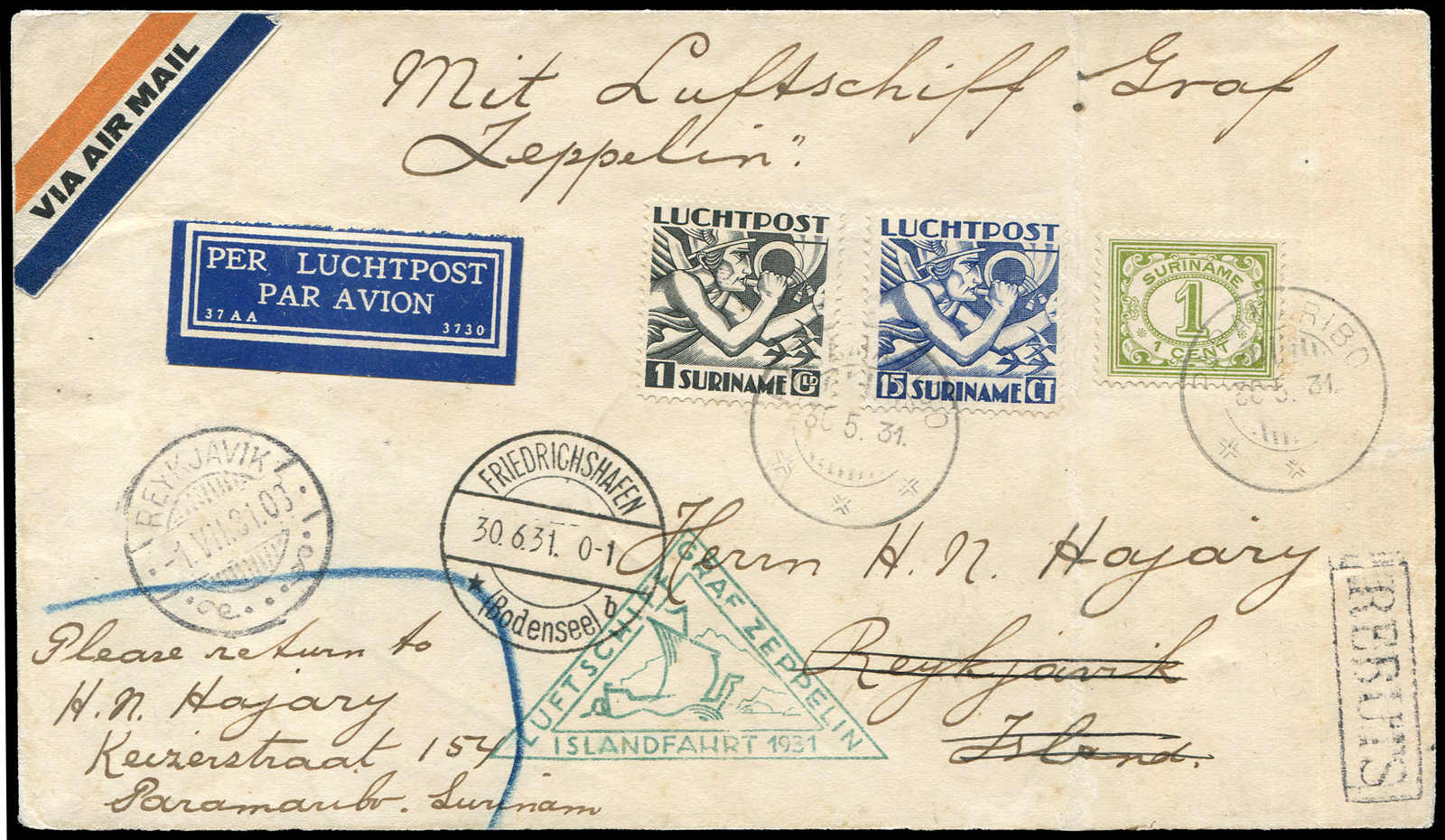 Lot 9595 - Zeppelin/Air Mail Zeppelin, Zeppelinpost LZ 127, Icelandfahrten -  Auktionshaus Schlegel 26 Public Auction