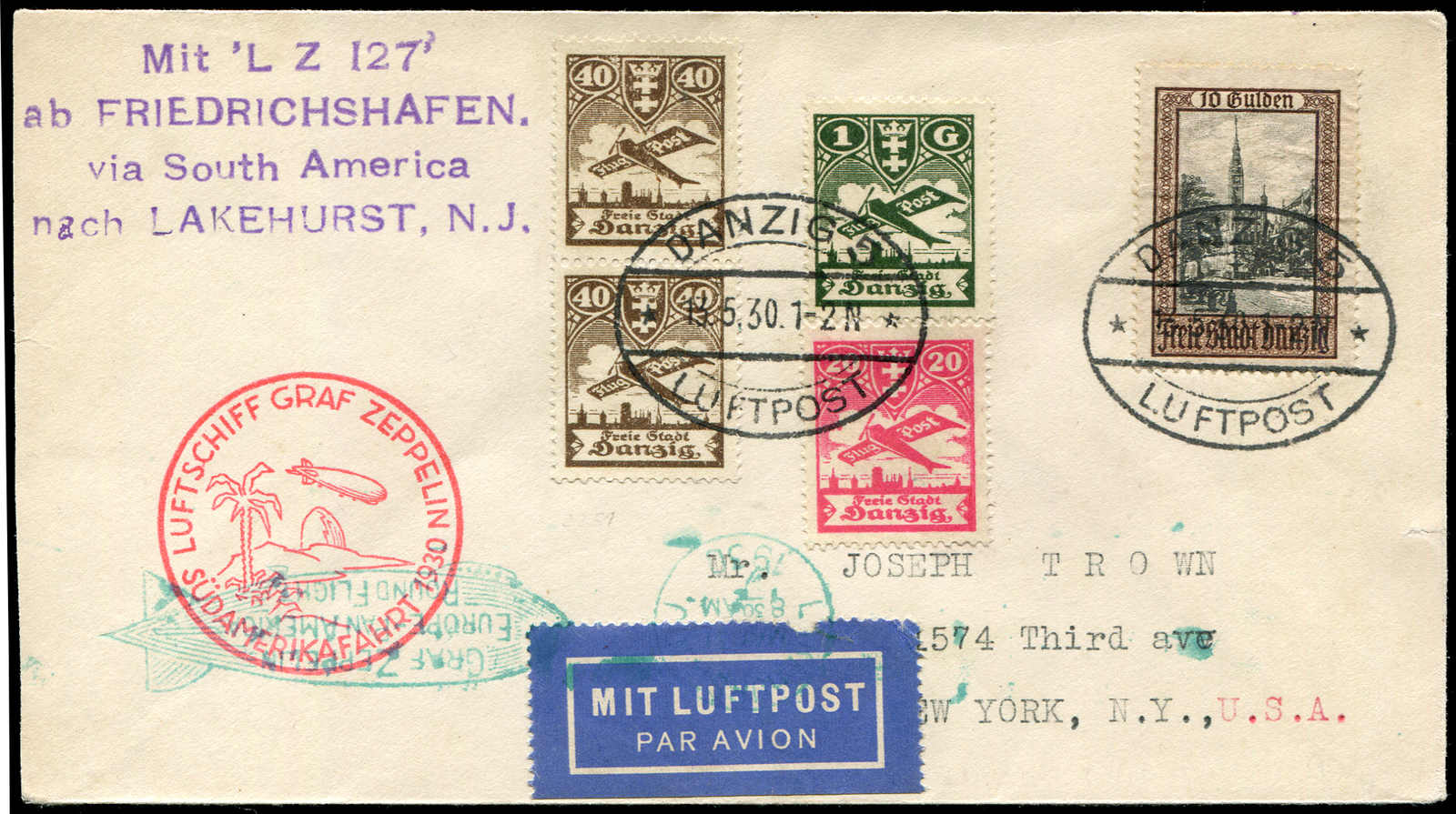 Lot 9168 - Zeppelin/Air Mail Zeppelin, Zeppelinpost LZ 127, Südamerikafahrten 1930 - Auktionshaus Schlegel 26 Public Auction Lot 9168 - Zeppelin/Air Mail Zeppelin, Zeppelinpost LZ 127, Südamerikafahrten 1930 - Auktionshaus Schlegel 26 Public Auction