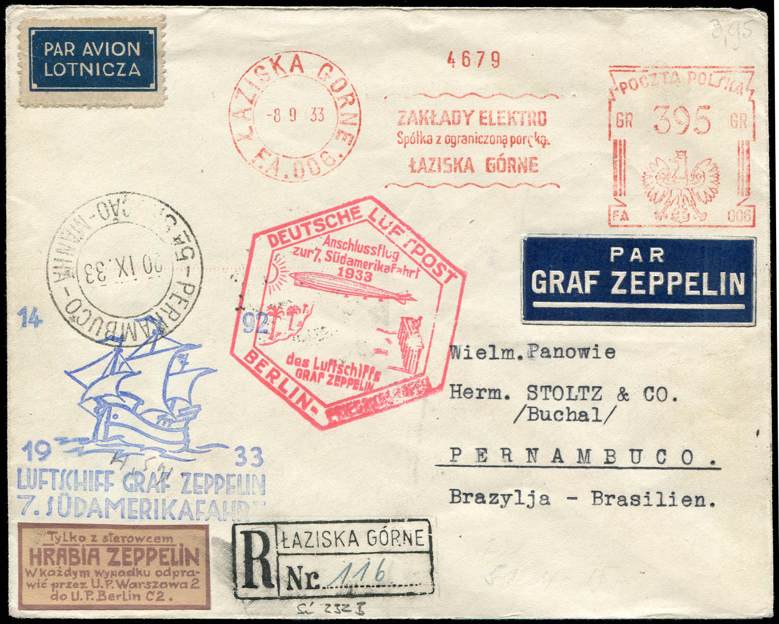 Lot 9351 - Zeppelin/Air Mail Zeppelin, Zeppelinpost LZ 127, Südamerikafahrten 1933 - Auktionshaus Schlegel 26 Public Auction Lot 9351 - Zeppelin/Air Mail Zeppelin, Zeppelinpost LZ 127, Südamerikafahrten 1933 - Auktionshaus Schlegel 26 Public Auction