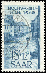 1948, 18 + 12 Hochwasserhilfe mit Plattenfehler I "Boot mit ...